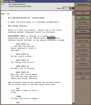Script Breakdown Screen